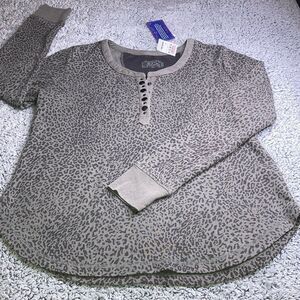 PANHANDLE XL Animal Print Tunic Waffle Knit Top